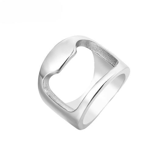Bottle Opener Ring Titanium Steel by Planderful Everyday Genie Unisex Durable Accessory for Men and Women