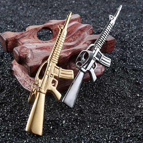 Urban Hip-Hop Titanium Steel Gun Pendant - Personalized Punk Jewelry for Men