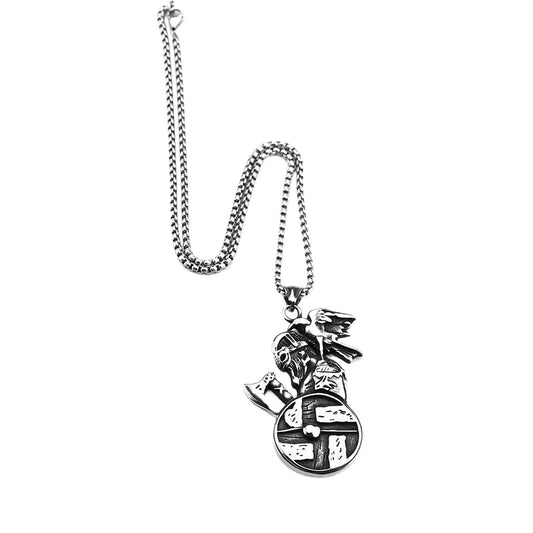 Nordic Viking Warrior Axe Shield Pendant Necklace for Men