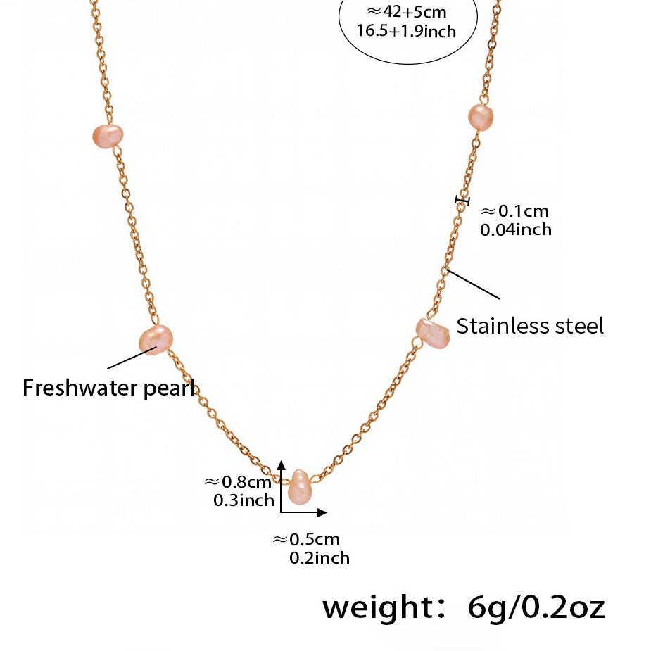 Planderful Pink Freshwater Pearl Collarbone Necklace Women
