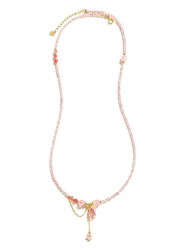 Rose Quartz Crystal Heart Pendant Convertible Necklace & Bracelet