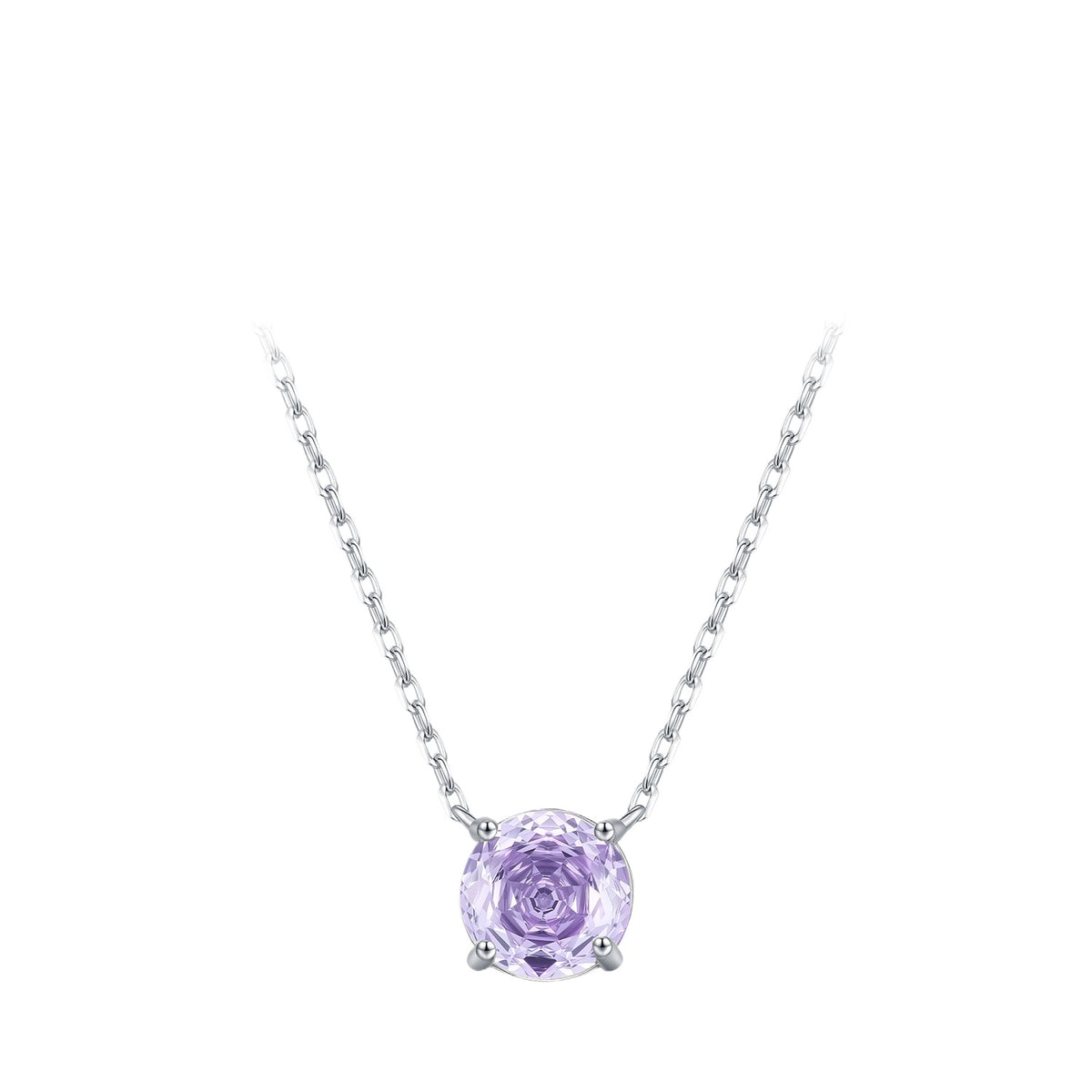 925 Sterling Silver Lavender Rose-Cut Zircon Necklace