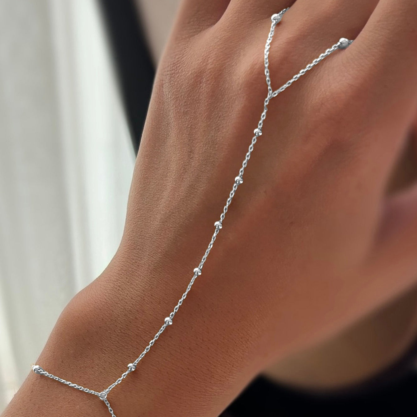 Europe And The United States 925 Sterling Silver Bead Chain Finger Chain Light Bracelet