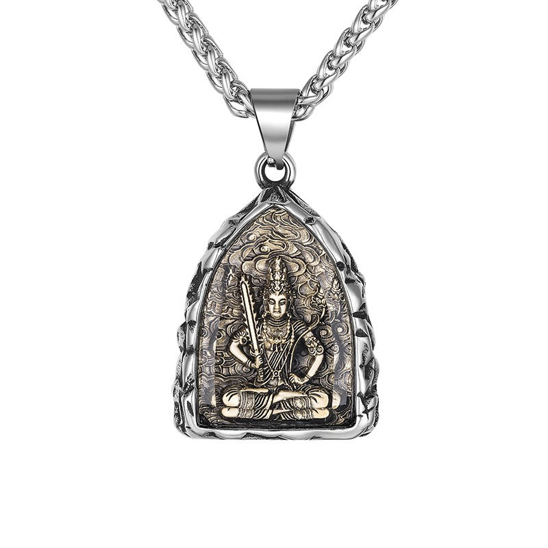Steel Necklace – Statement Zodiac Buddha