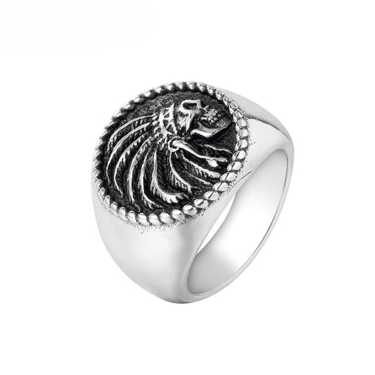 Titanium Steel Indian-Inspired Ring