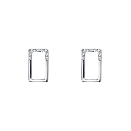 Stylish S925 Sterling Silver Square Earrings with Zircon Gemstone