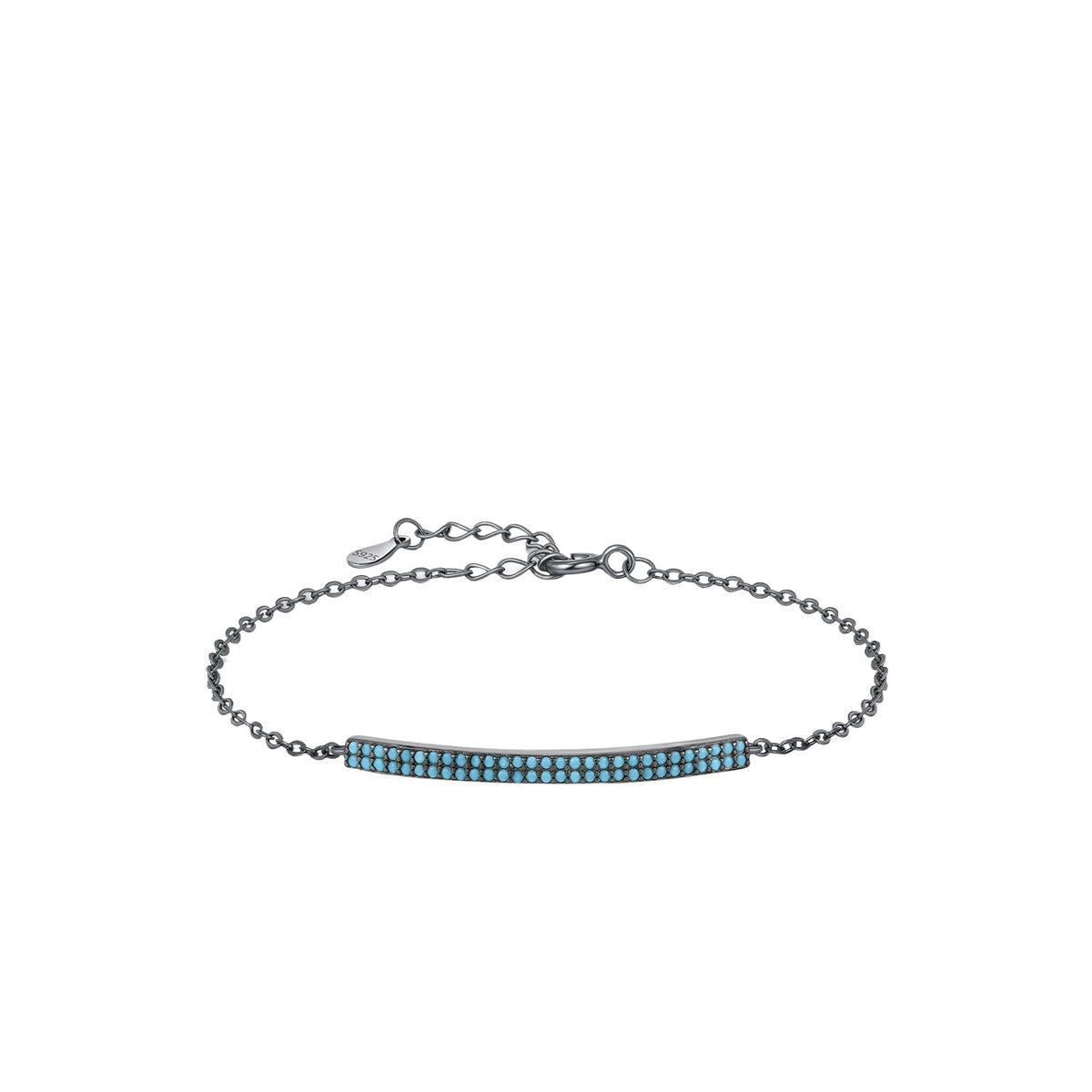 925 Sterling Silver Black Turquoise Two-Tone Bracelet