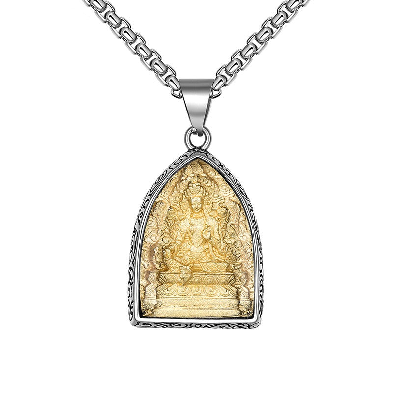Titanium Steel Necklace – Vintage Thai Amulet Style For Everyday Winter Wear Gift For Boyfriend