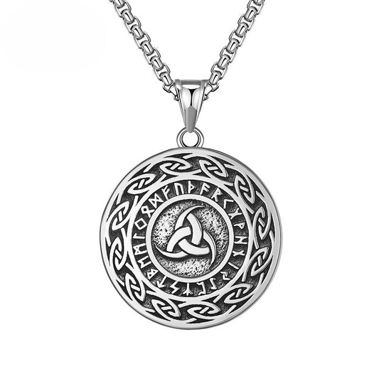 Steel Necklace Vintage Viking Triangle Amulet For Men By Planderful Artisan Crafted