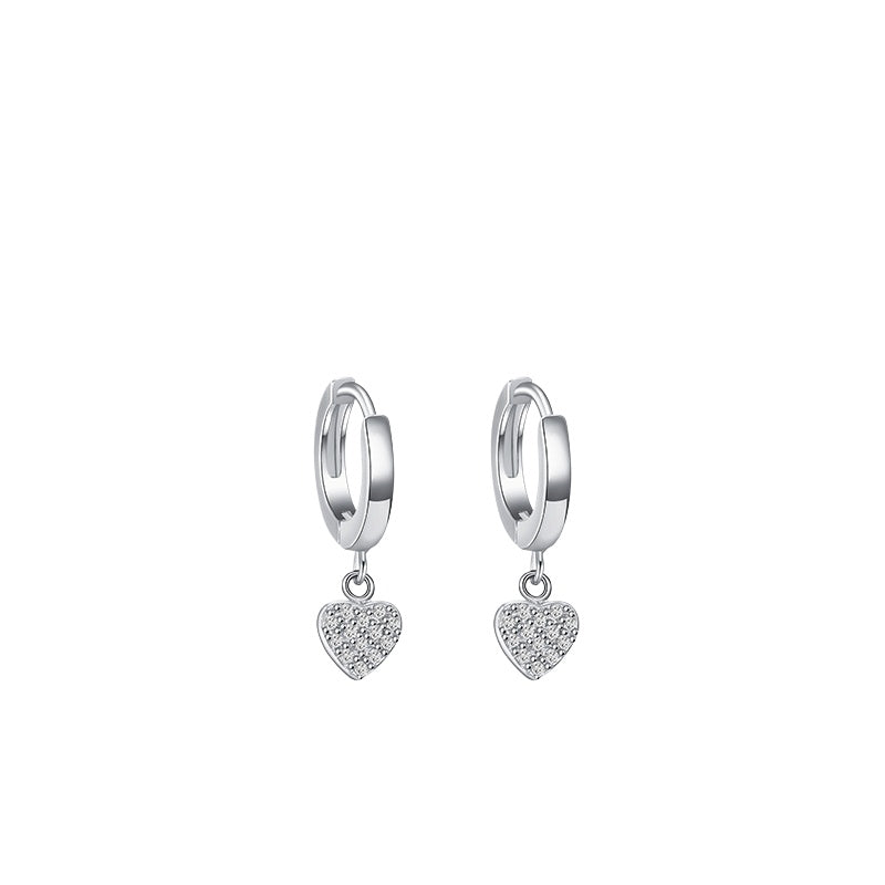 925 Sterling Silver Heart Star Hoop Earrings