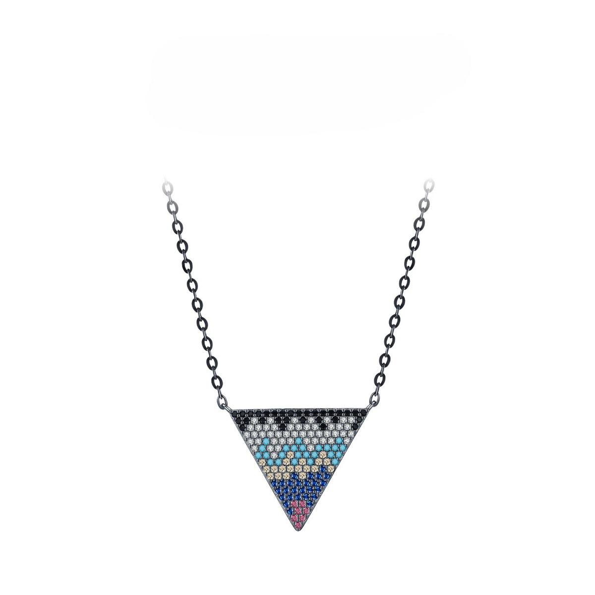 925 Sterling Silver Turquoise Two-Tone Zircon Necklace