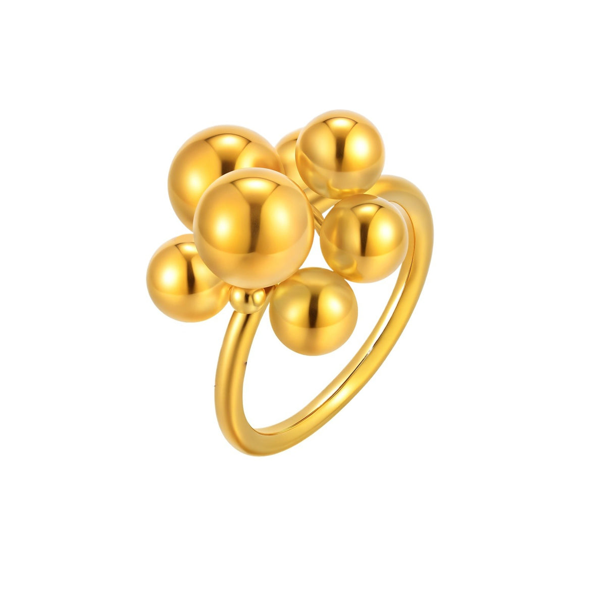 Stainless Steel Round Ball Small Round Bead Movable Grape String Stainless Steel Ring
