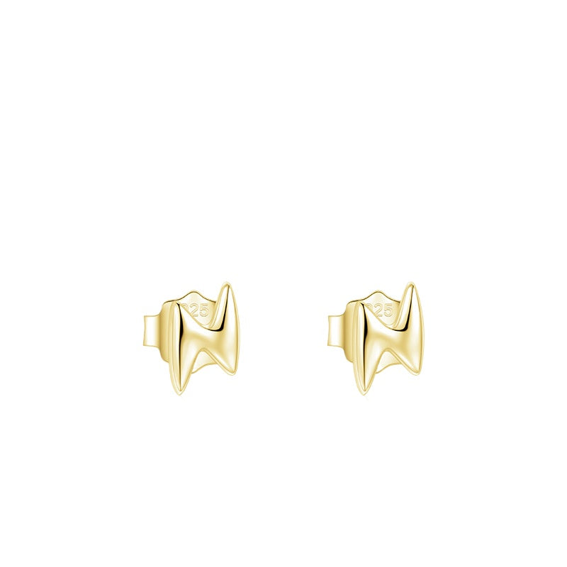 925 Sterling Silver Lightning Heart Star Stud Earrings