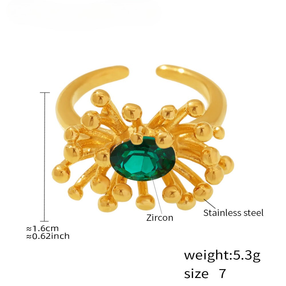 Planderful Stamen Zircon Opening Ring Stud Earrings For Her