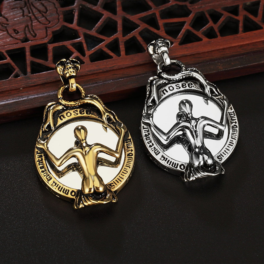 Halloween Shadow Mirror Skeleton Titanium Steel Necklace for Men