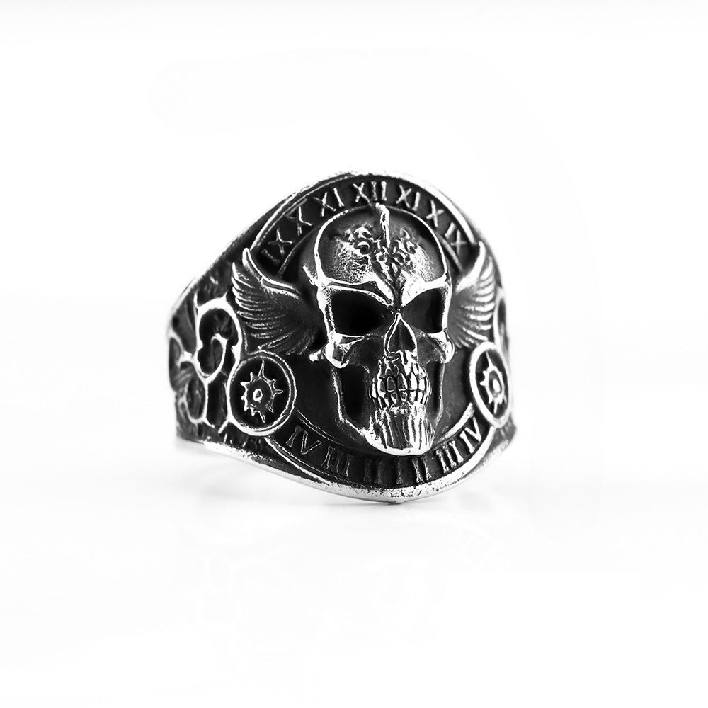 Titanium Steel Ring Heavy Metal Nordic Pirate Skull Avant Garde Design For Men by Planderful Shop