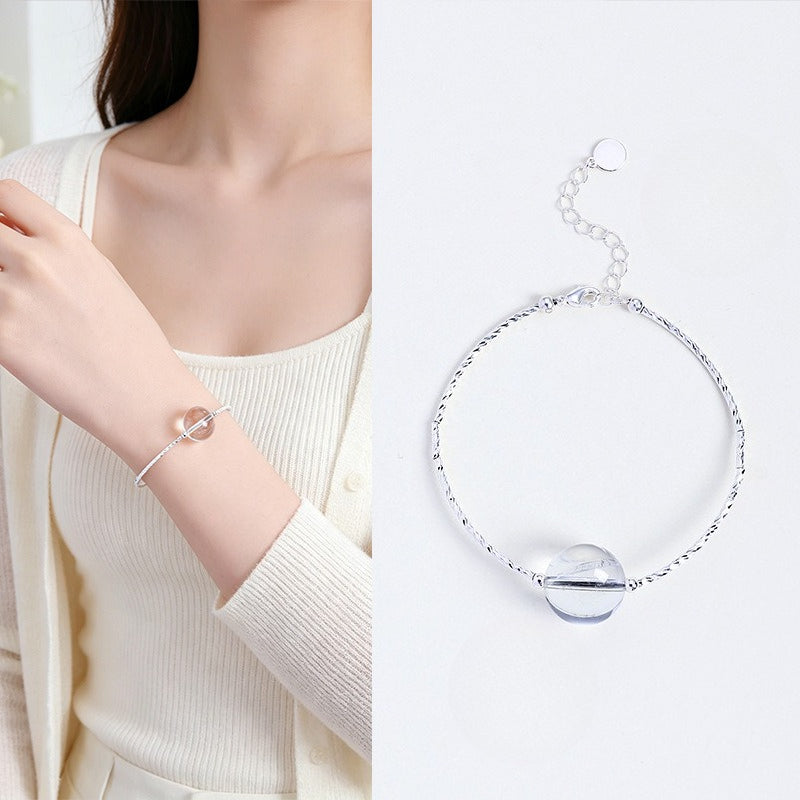 White Quartz Light-Bulb Bracelet and Necklace Set
