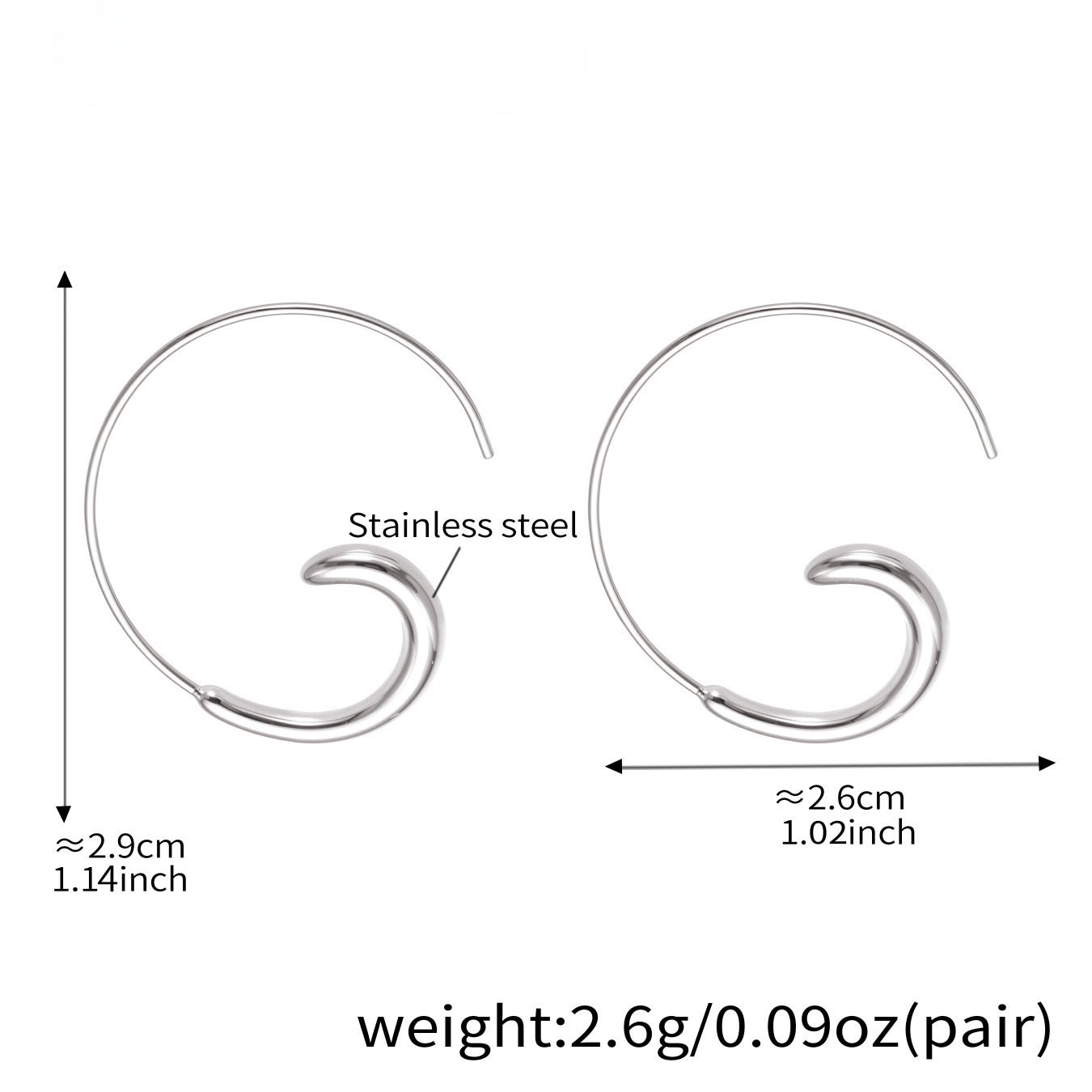 Planderful C Shaped Minimalist Earrings Gold Plated Women