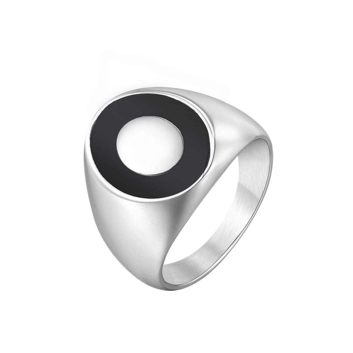 Male & Female Punk Non-Stainless Steel Surface Light Inner Sand Oval Epoxy Ring