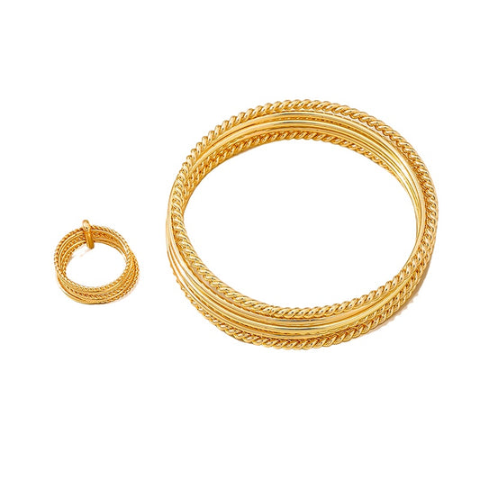 Metal Multi-Layer Bracelet Ring Set for Women by Planderful