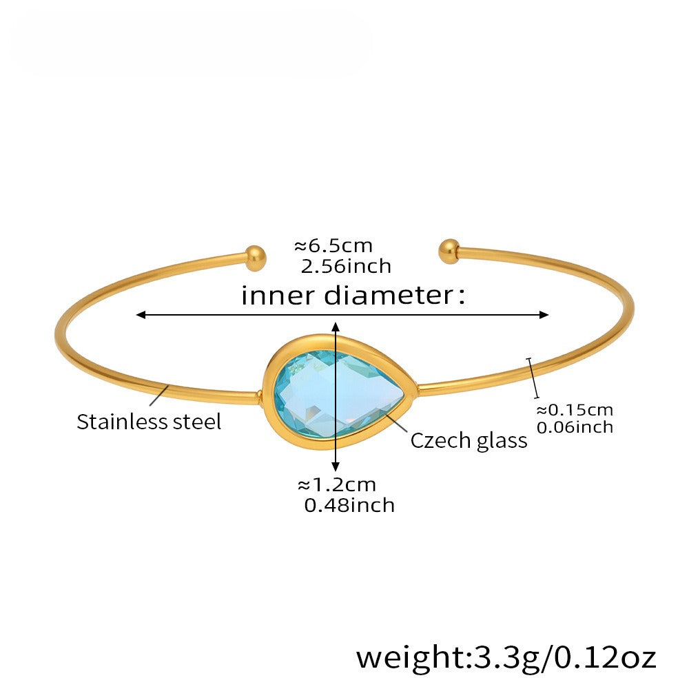 Planderful Water Drop Czech Glass Bracelet For Her 18K Gold