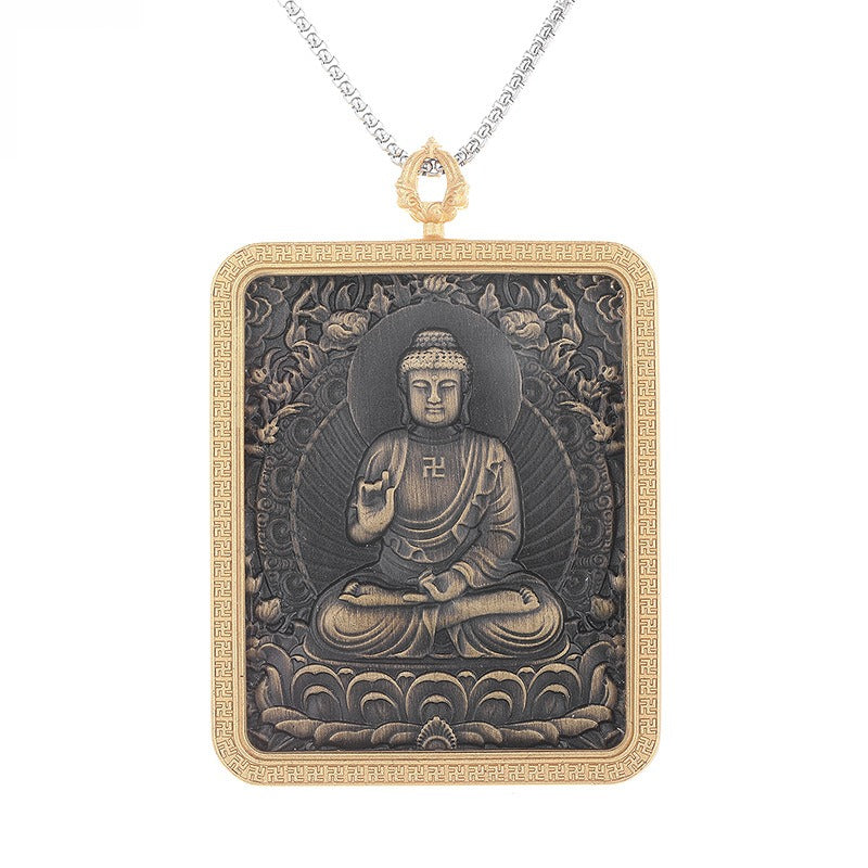 Steel Necklace – Statement Tibetan Thangka Buddha Pendants
