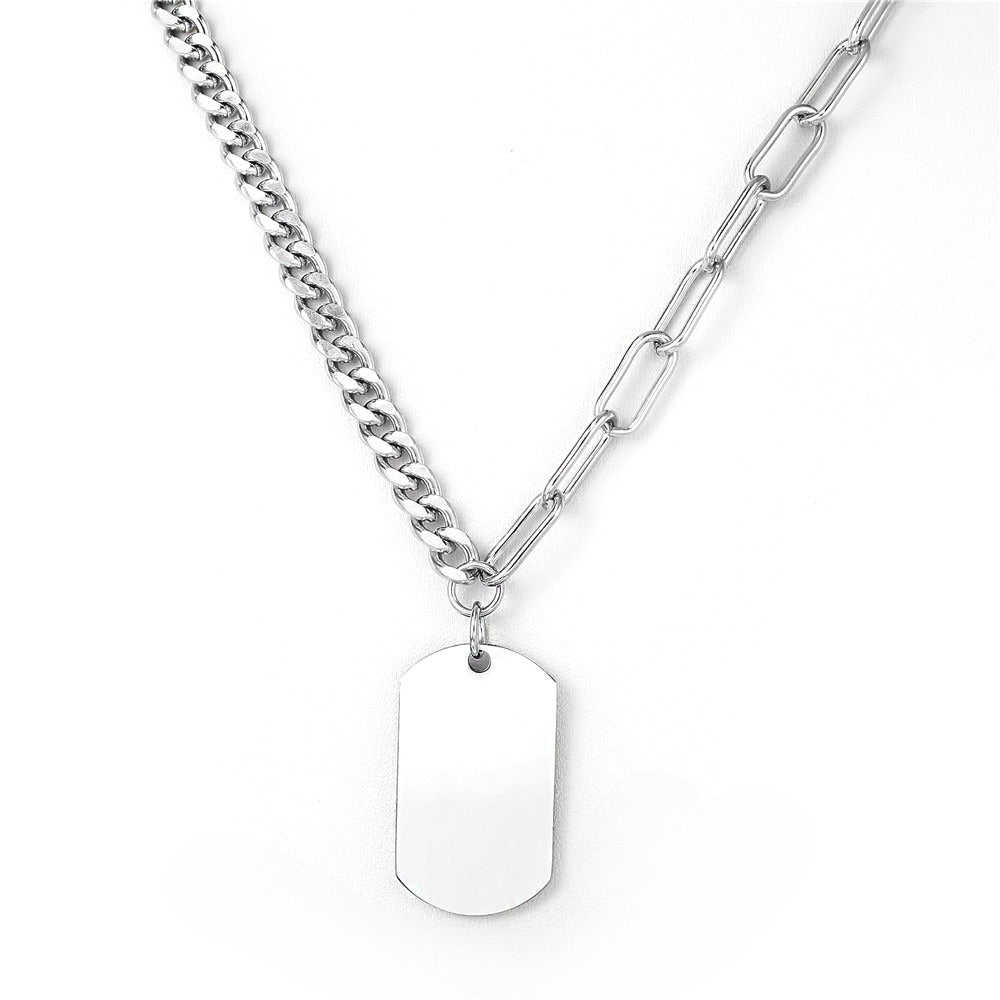 Planderful Everyday Genie Stainless Steel Necklace Military Style For Men Unisex Protection