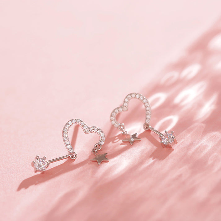 New Whole Body 925 Sterling Silver Love Star Stud Earrings