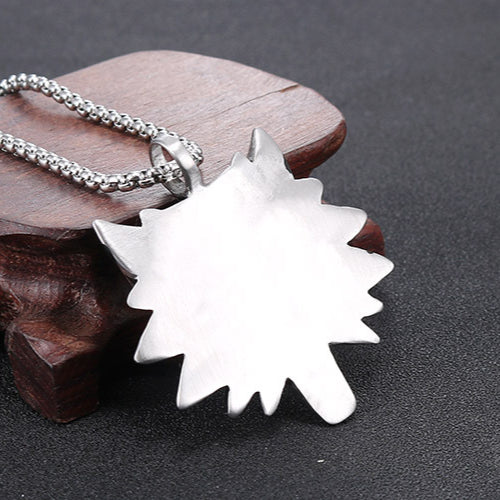 Titanium Steel Wolf Head Pendant with Wizard Red Eyes - Dominating Men's Jewelry