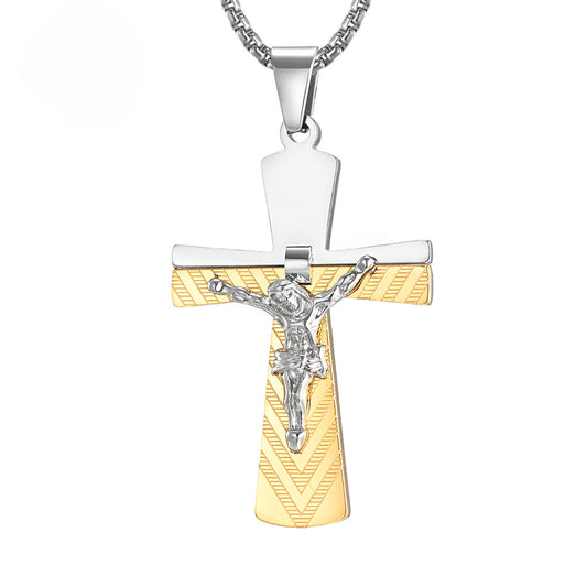 Jewelry Source Manufacturer Amazon Hot-Selling Supply Wholesale Titanium Steel Cross Necklace Pendant for Men