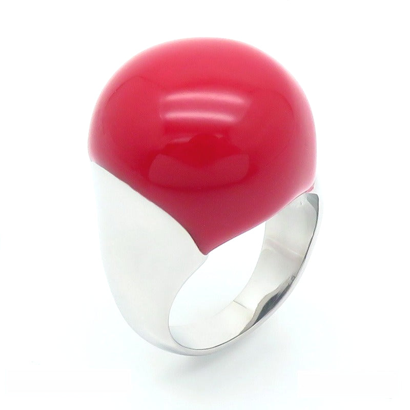 Color Enamel Drip Glaze Titanium Steel Ring, French Fashionable