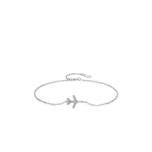 Trendy Sterling Silver Airplane Bracelet for Women