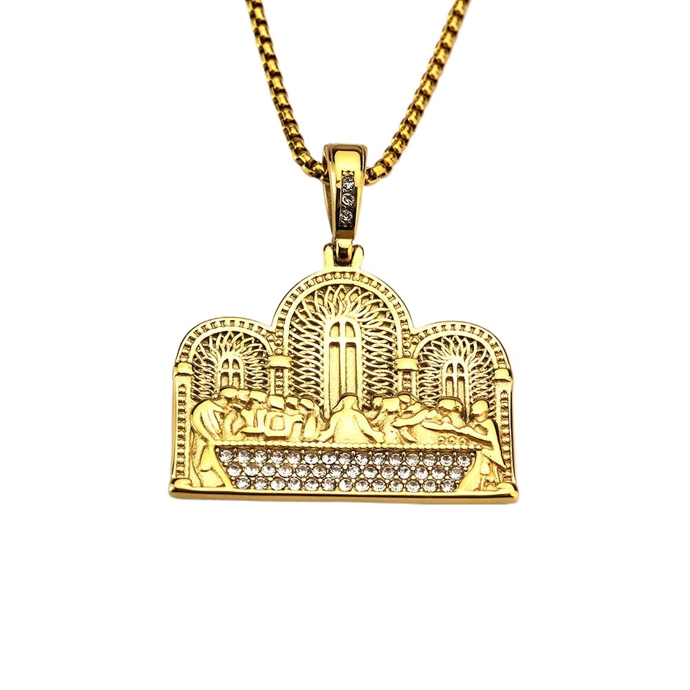 Planderful Men's Titanium Steel Necklace Retro Hip Hop Pendant For Him Bold Statement Accessory