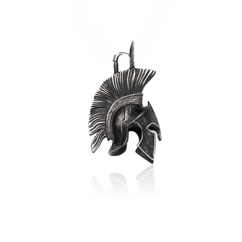 Titanium Steel Spartan Warrior Helmet Pendant - Retro European and American Jewelry for Men