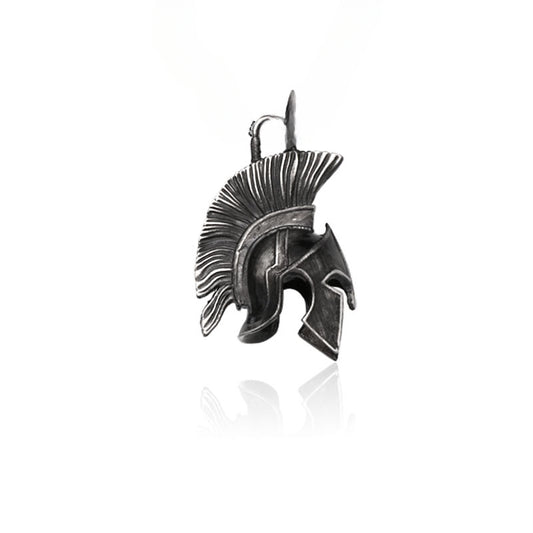Titanium Steel Spartan Warrior Helmet Pendant - Retro European and American Jewelry for Men