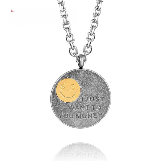 Ins Japanese Style Cool Money Fans Black Man Necklace for Men