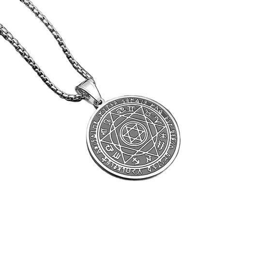 Steel Necklace - Statement Hip-Hop Hexagram Pendant With Gold Plating By Planderful