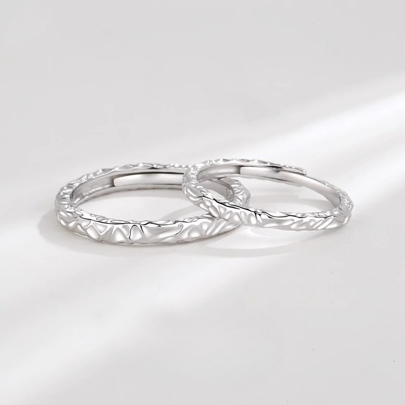 999 Sterling Silver Candy Paper Unique Open Ring for Couples