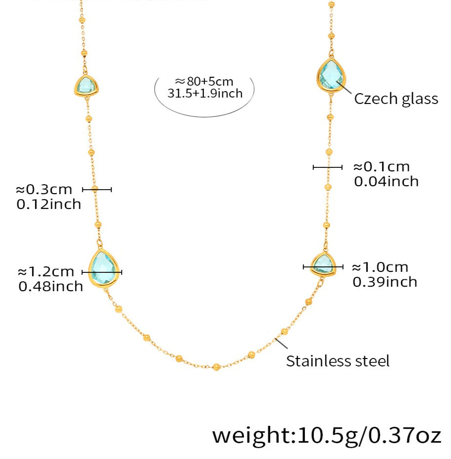 Planderful Water Drop Necklace Women Czech Glass Gold Plated