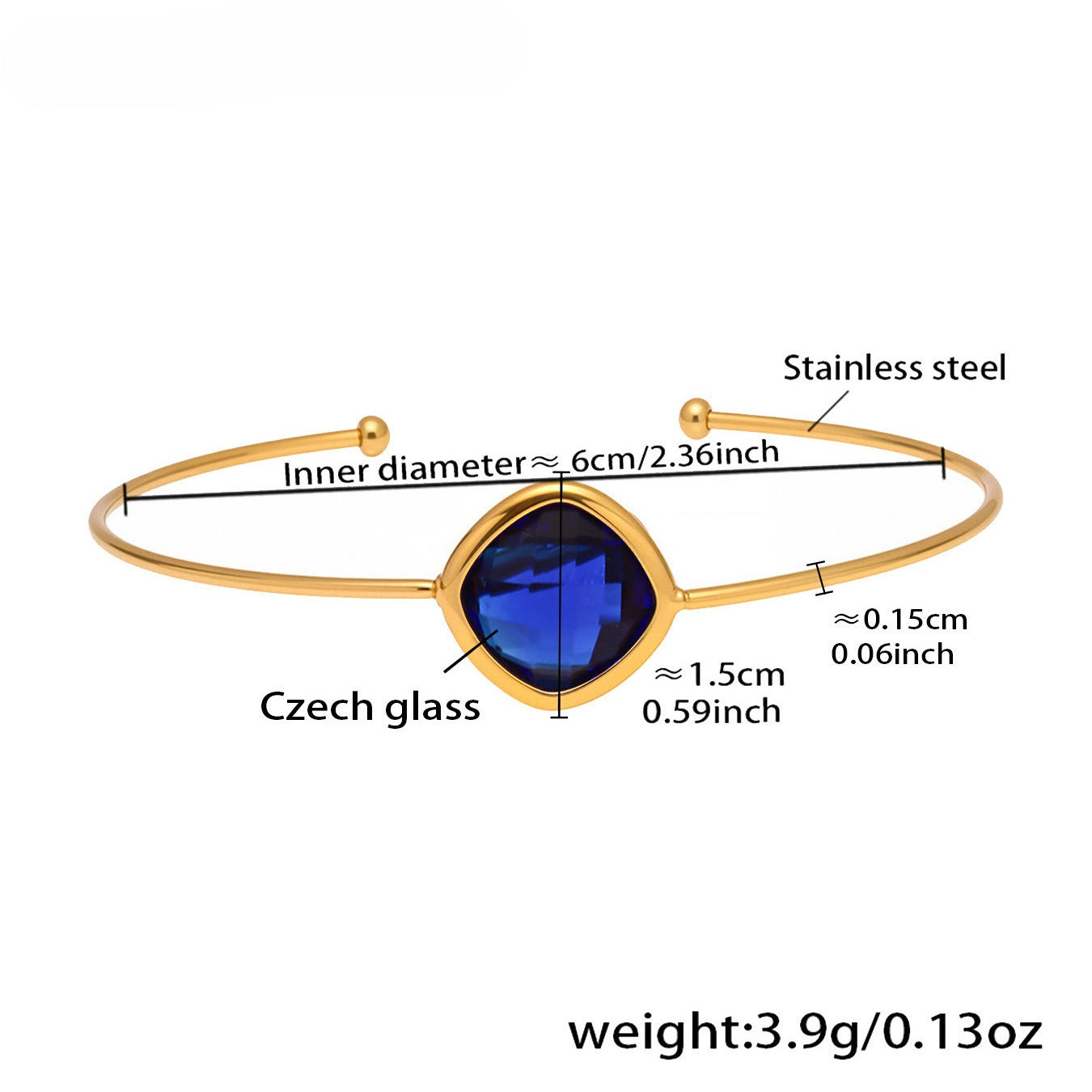 Planderful Czech Glass Open Bracelet For Women Light Luxury