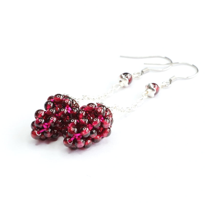 Garnet 925 Silver Hook Earrings