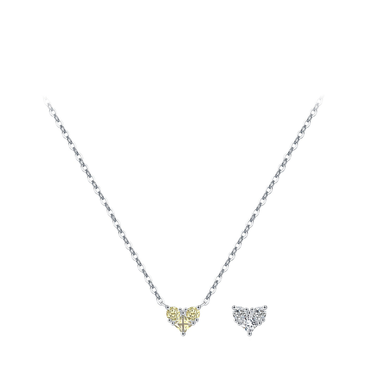 925 Sterling Silver Birthstone Heart Zircon Necklace