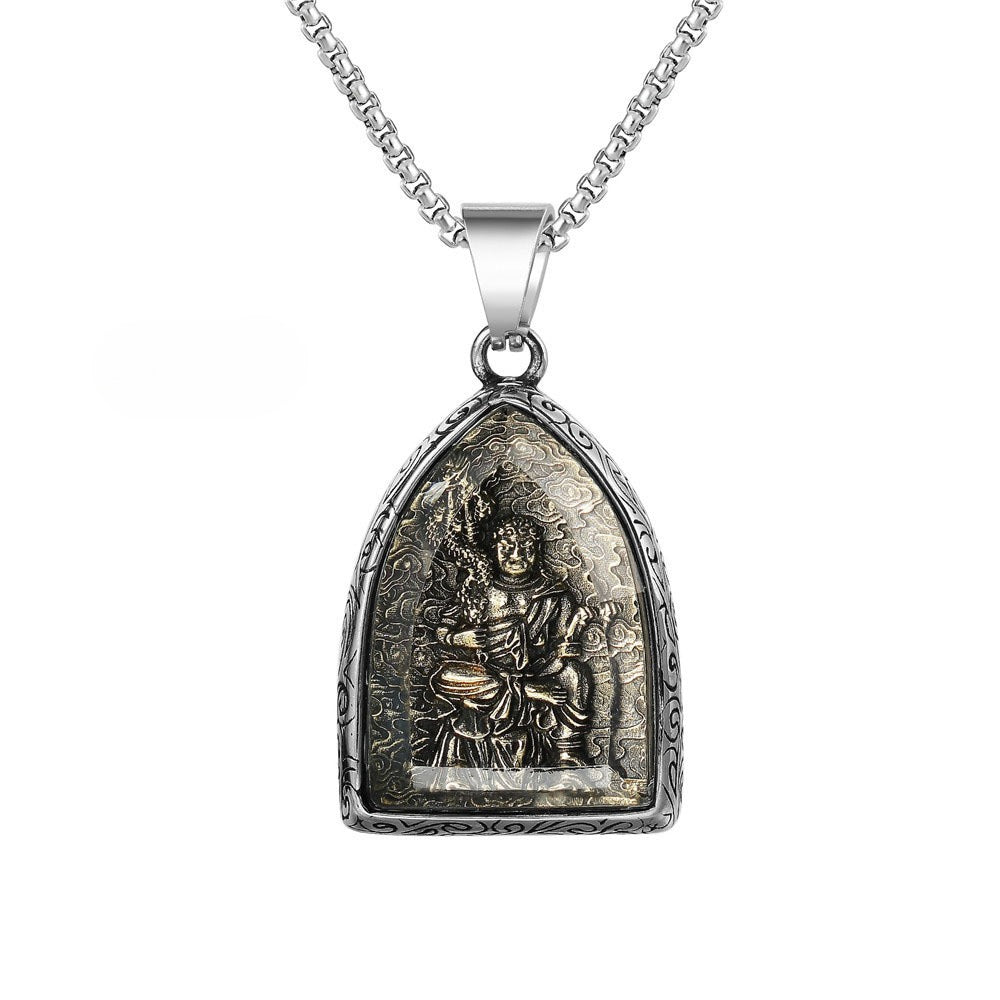 Planderful Buddhist Pendant Eight Patrons Of The Zodiac Guanyin Tathagata Unisex Protection Necklace