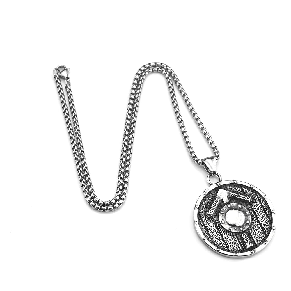 European And American Retro Stainless Steel Viking Shield Necklace