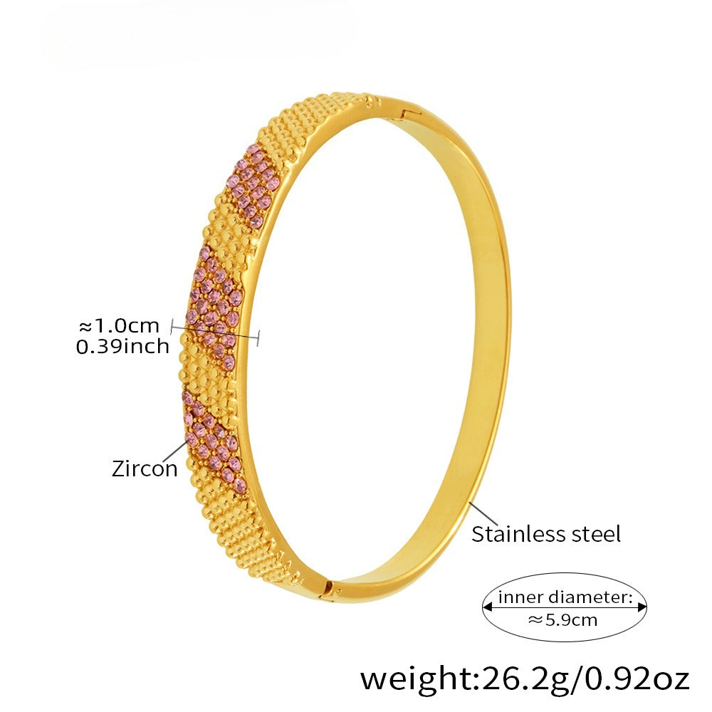 Planderful Pink Zircon Bracelet For Women Luxury Elegant