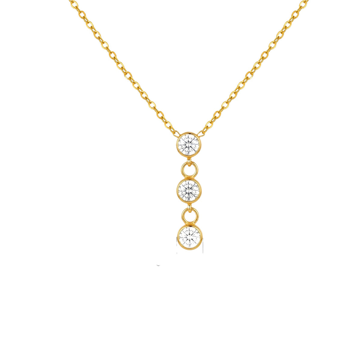 Stainless Steel Ol Three Zircon Necklace Commuting