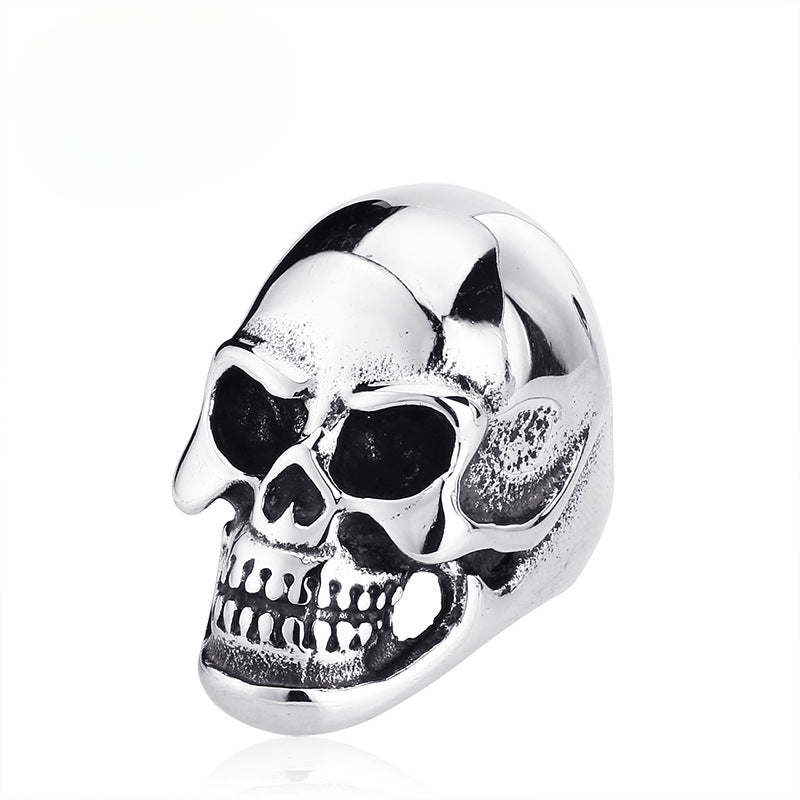 Stylish Men's Punk Skull Ring in Titanium Steel and Thai Silver - Wholesale Jewelry Collection