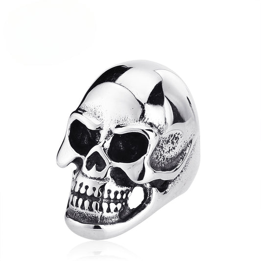 Stylish Men's Punk Skull Ring in Titanium Steel and Thai Silver - Wholesale Jewelry Collection