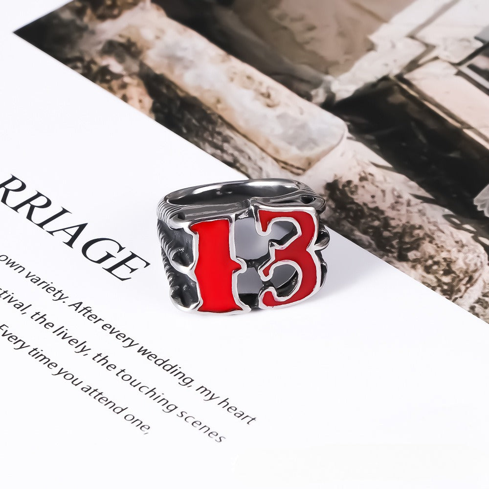 Oil Dripping Stainless Steel Mens Ring Irregular 13