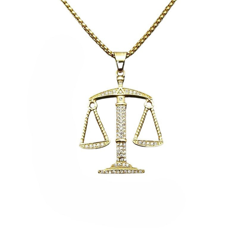 Gold-Plated Steel Necklace - Elegant Libra Constellation Pendant Planderful Everyday Genie Collection